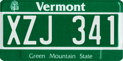VT license plate XZJ341