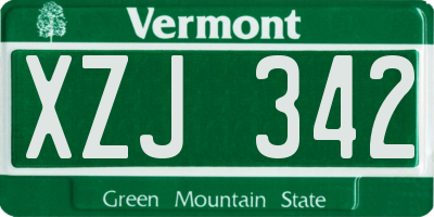 VT license plate XZJ342