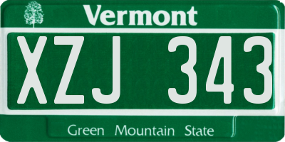 VT license plate XZJ343