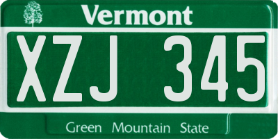 VT license plate XZJ345