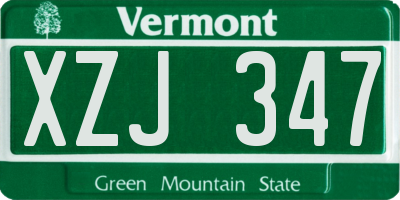 VT license plate XZJ347