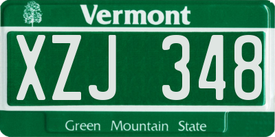 VT license plate XZJ348