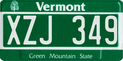 VT license plate XZJ349