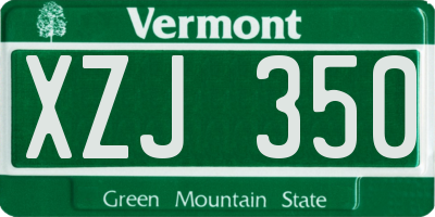 VT license plate XZJ350