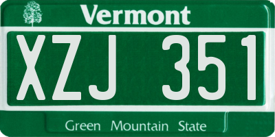 VT license plate XZJ351