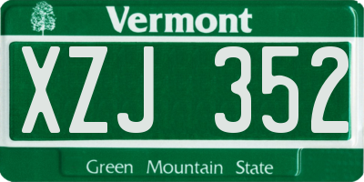 VT license plate XZJ352