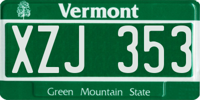 VT license plate XZJ353