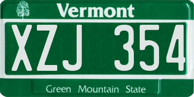 VT license plate XZJ354
