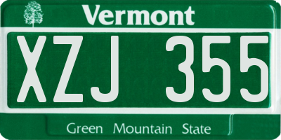 VT license plate XZJ355