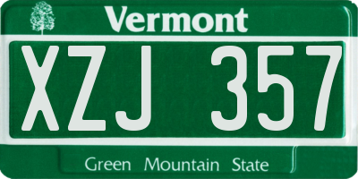 VT license plate XZJ357