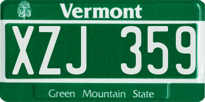 VT license plate XZJ359
