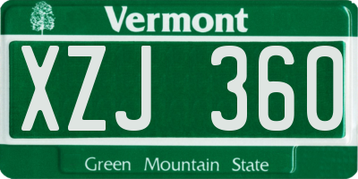 VT license plate XZJ360