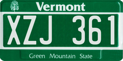 VT license plate XZJ361