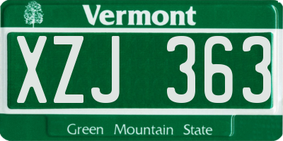 VT license plate XZJ363