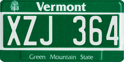 VT license plate XZJ364
