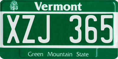 VT license plate XZJ365
