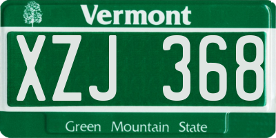 VT license plate XZJ368