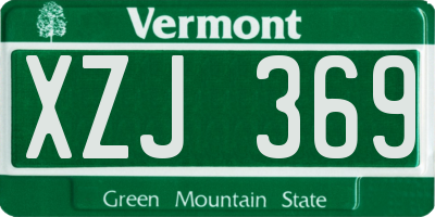 VT license plate XZJ369