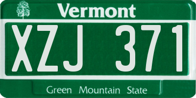VT license plate XZJ371