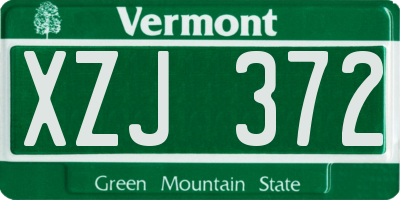 VT license plate XZJ372