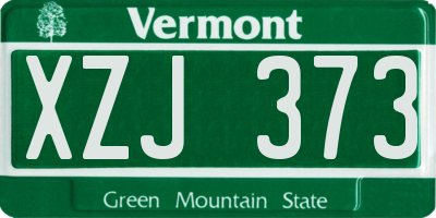 VT license plate XZJ373