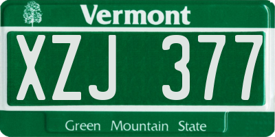 VT license plate XZJ377