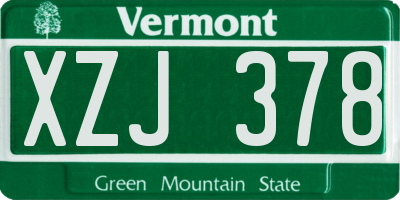 VT license plate XZJ378