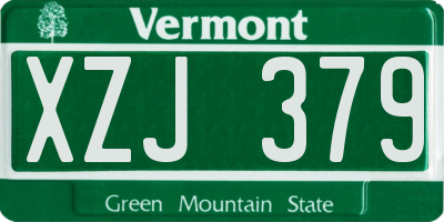 VT license plate XZJ379