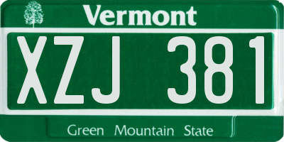 VT license plate XZJ381