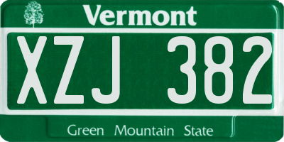 VT license plate XZJ382