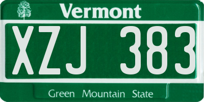 VT license plate XZJ383