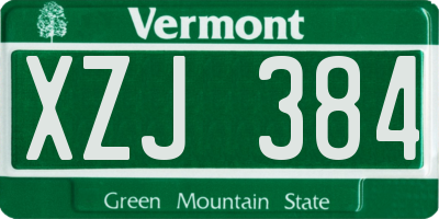 VT license plate XZJ384