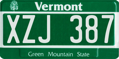VT license plate XZJ387