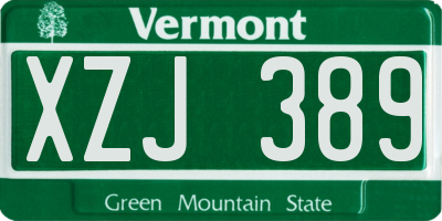 VT license plate XZJ389