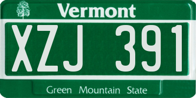 VT license plate XZJ391