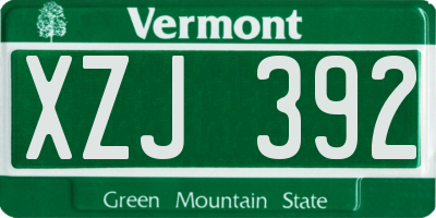 VT license plate XZJ392