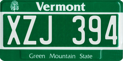 VT license plate XZJ394