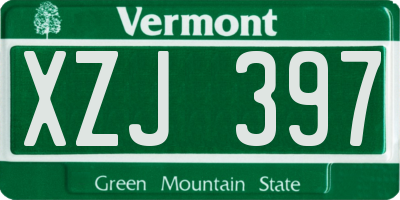 VT license plate XZJ397