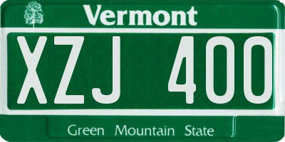 VT license plate XZJ400