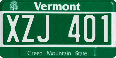 VT license plate XZJ401