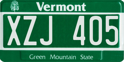 VT license plate XZJ405