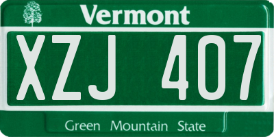 VT license plate XZJ407
