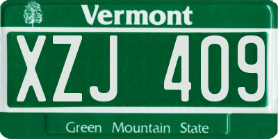 VT license plate XZJ409