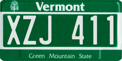 VT license plate XZJ411