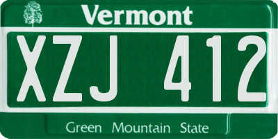 VT license plate XZJ412