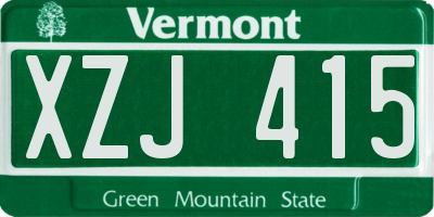 VT license plate XZJ415