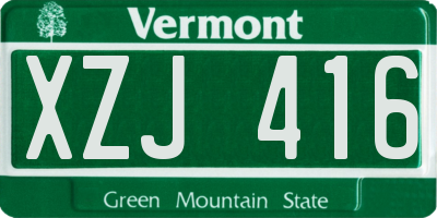 VT license plate XZJ416