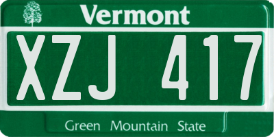 VT license plate XZJ417
