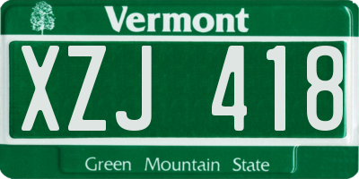 VT license plate XZJ418