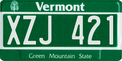 VT license plate XZJ421